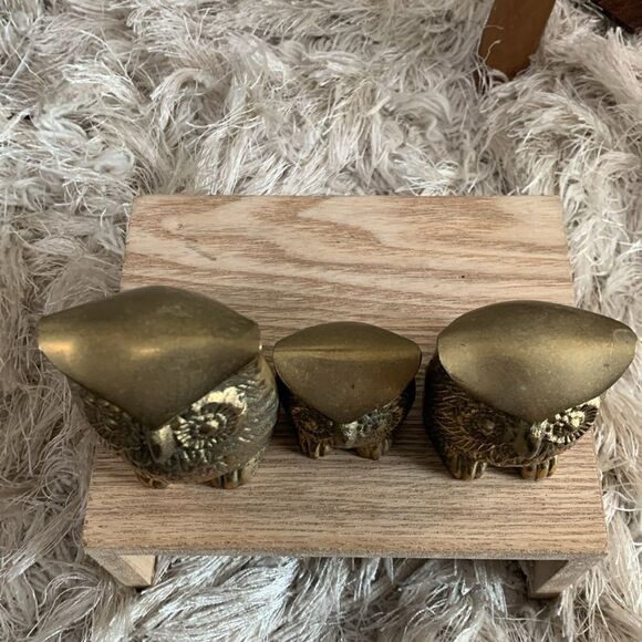 Vintage MCM Style Set Of 3 Brass Owls Figures Made In Korea - Picture 15 of 17